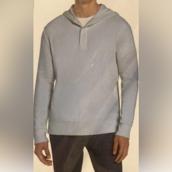 GAP Men’s Large Blue Waffle Henley Hoodie NWT, $69.95 MSRP - Picture 1 of 8